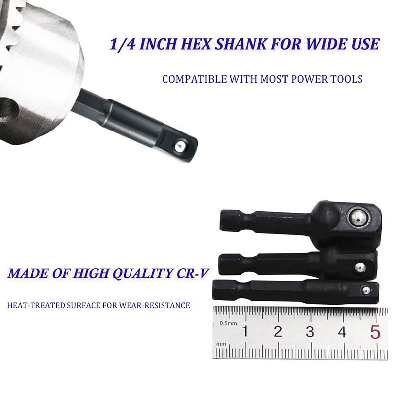 8pc Screwdriver Hexagonal Handle to square Head Adapter Rod Rivet Ball Head Sleeve Joint