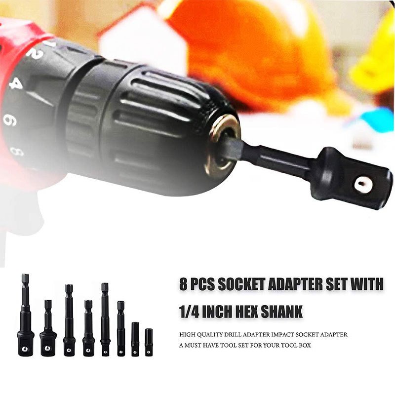 8pc Screwdriver Hexagonal Handle to square Head Adapter Rod Rivet Ball Head Sleeve Joint