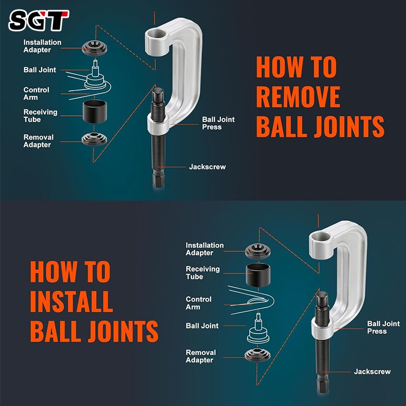 Repair Kit C-Press Ball Joint Remove and Install Tools for Most 2WD and 4WD Cars 25 Pcs Heavy Duty Ball Joint Press Set