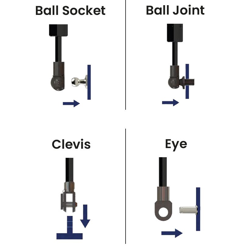 BJ087 Industrial Zinc Plated Steel Stud Ball Joint End Fitting for Gas Strut Mounting Angle Joint Elbow Connector for Tube Rod