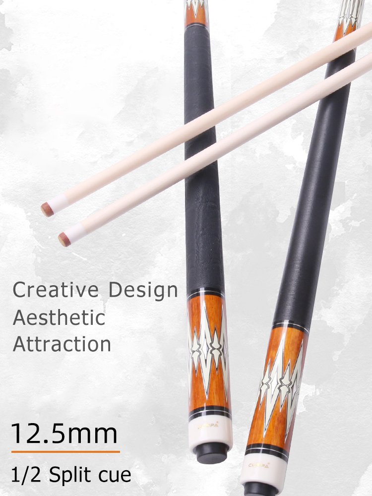 CUPPA Billiard Cue Pool Cues Stick Nine-Ball Arm Maple Shaft Leather&line Grip Tip Size 12.5mm 1/2 Split Cues 19oz 58inch