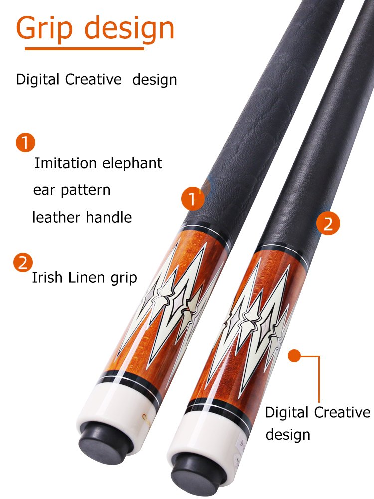 CUPPA Billiard Cue Pool Cues Stick Nine-Ball Arm Maple Shaft Leather&line Grip Tip Size 12.5mm 1/2 Split Cues 19oz 58inch