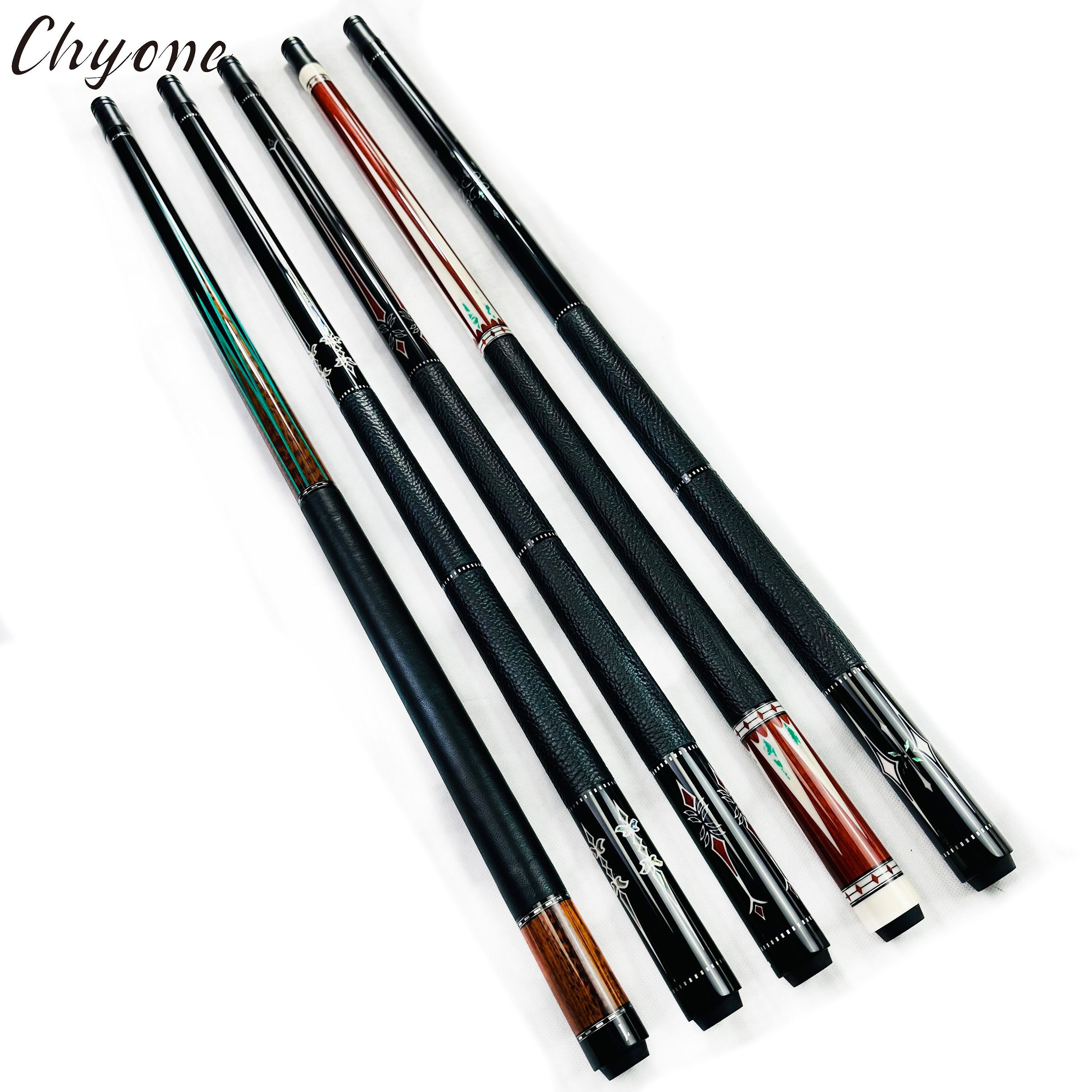 Pool Cue Billiard Cue Chyone Custom Canadian Maple Shaft Lizard Leather Wrap Straight Inlay Carom Cues