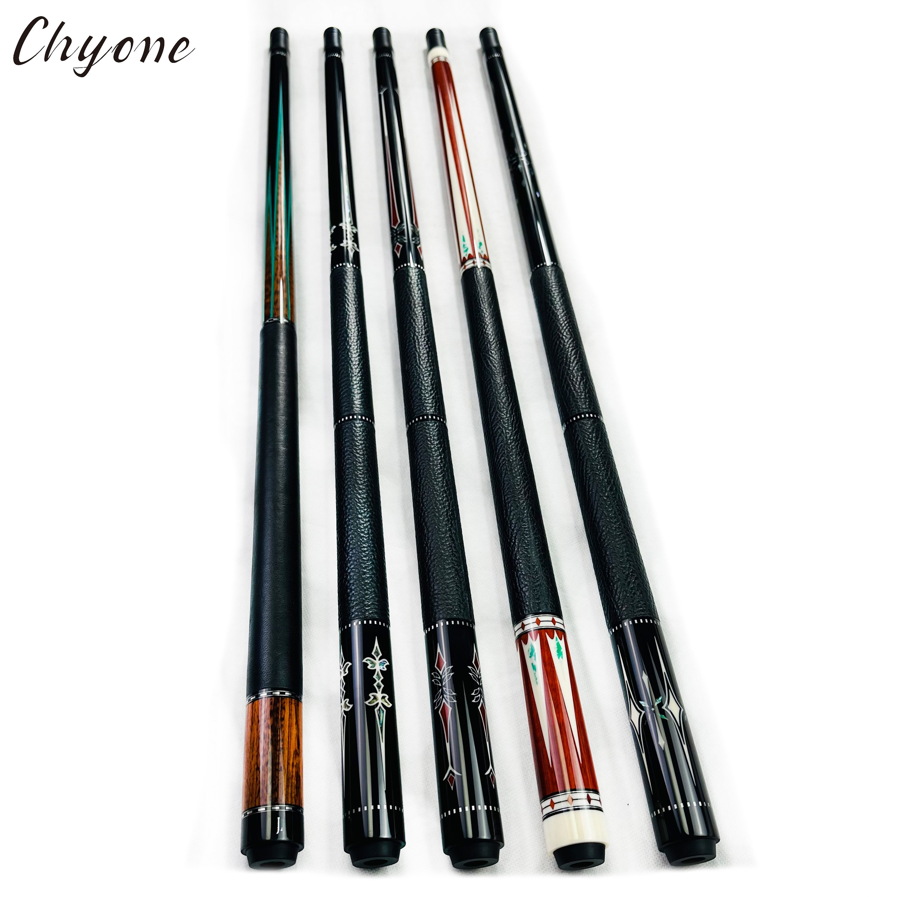 Pool Cue Billiard Cue Chyone Custom Canadian Maple Shaft Lizard Leather Wrap Straight Inlay Carom Cues