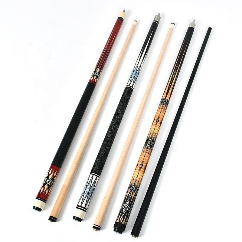 High Quality American 57-Inch Solid Wood Pool Cue Stick Big Head Stainless Steel Maple Butt for Chinese Nine-Ball Sectional