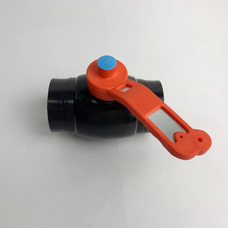Durable PE Plastic Ball Valve, Black Body, Red Narrow Handle, Threaded Connection 1/2-4 Inch Water Pipe Hot Melt Interface