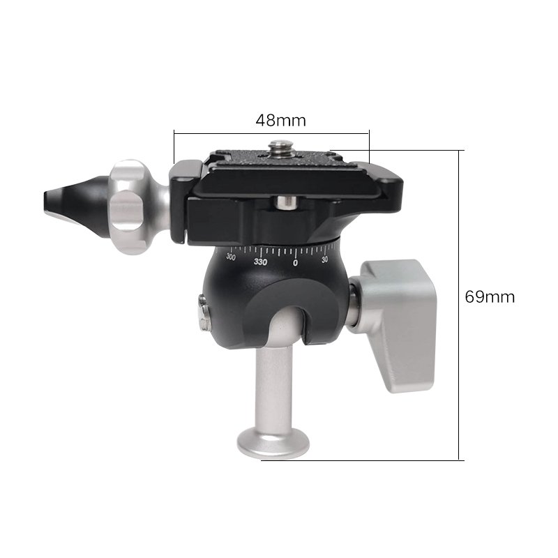 Mini Ball Head Camera 360° Panoramic With Arca Type Quick Release Plate Metal Ball Joint Swivel Max Load 17.6lb/8kg Tripod Head