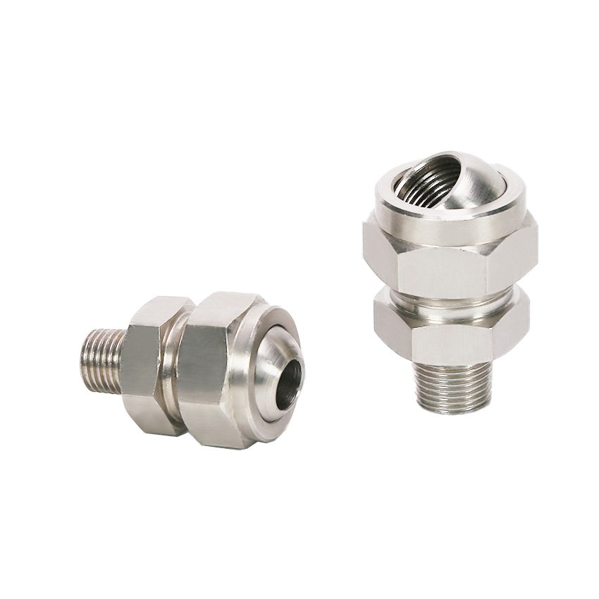 Stainless Steel 1/4*1/4 Adjustable Threaded Swivel Ball Joint Adaptor Fittings Spray Nozzle