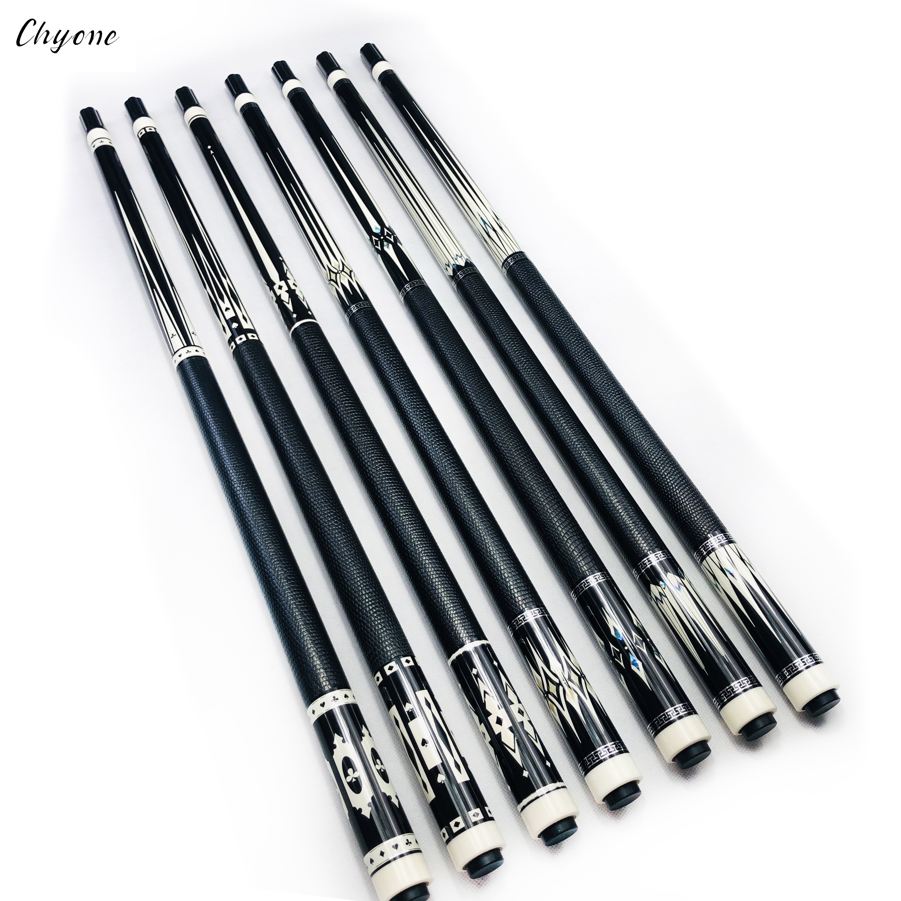Pool Cue Chyone Custom Abalone Shell Inlay Lizard Leather Wrap Low Deflection Billiard Cue Inlay Carom Cue