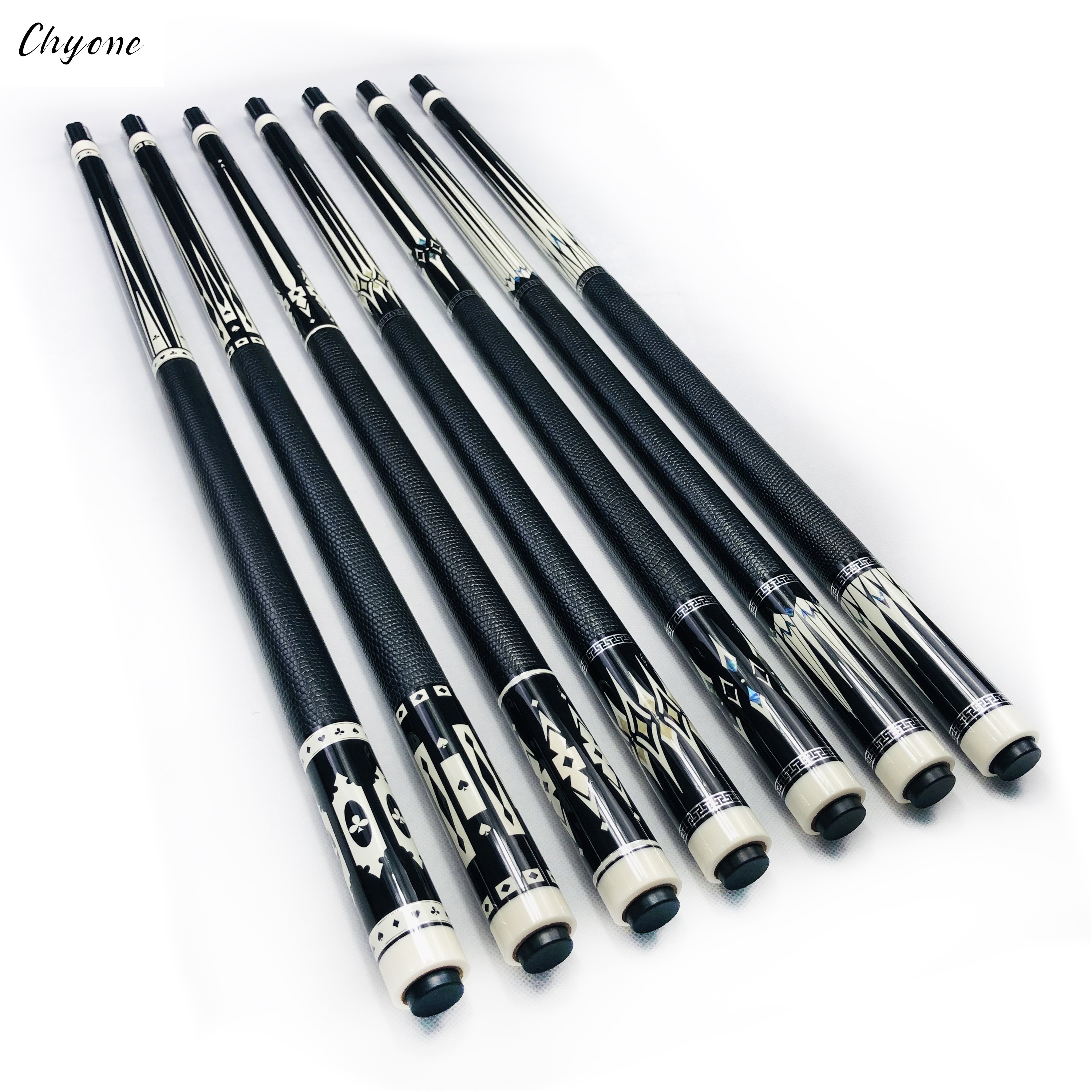 Pool Cue Chyone Custom Abalone Shell Inlay Lizard Leather Wrap Low Deflection Billiard Cue Inlay Carom Cue
