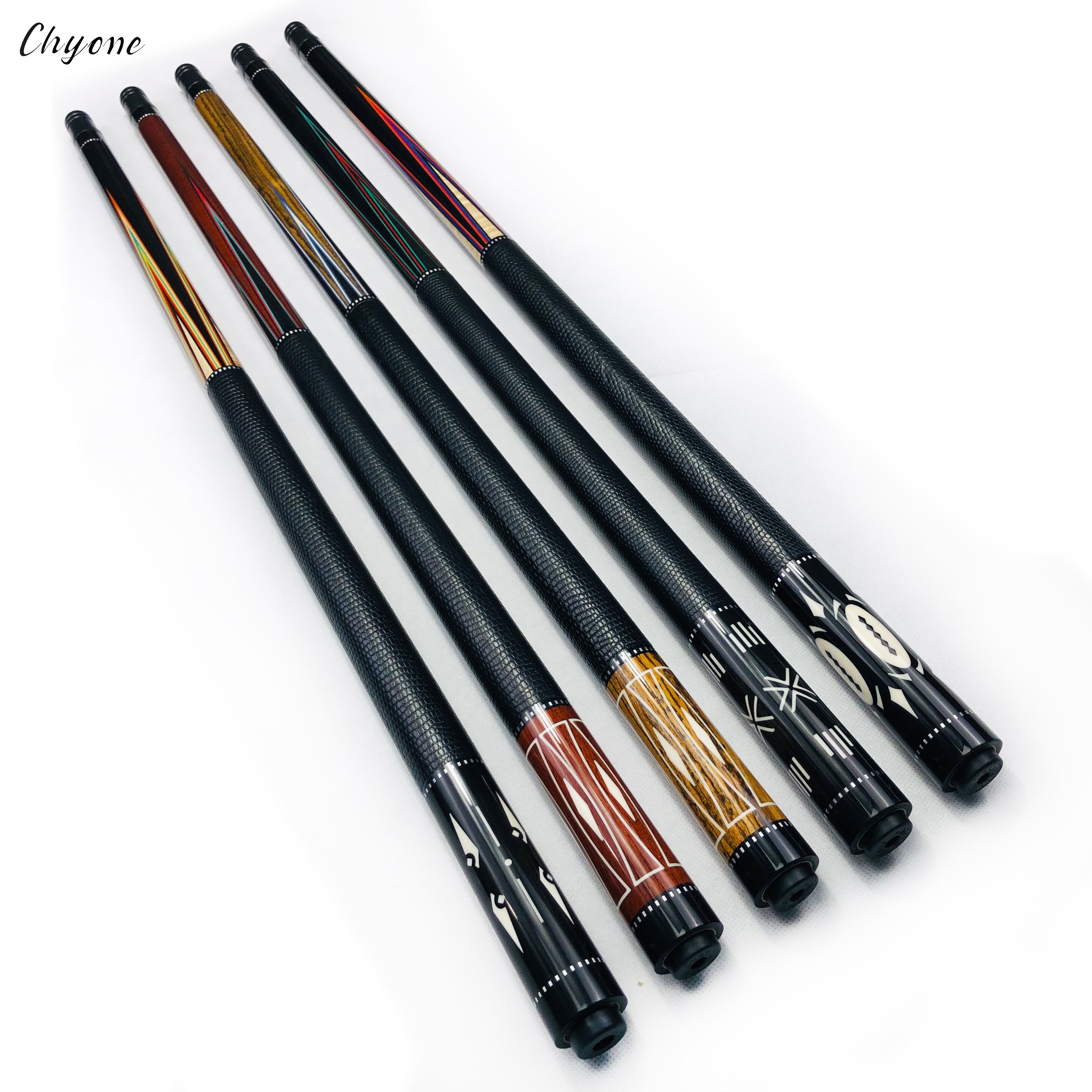 Pool Cue Chyone Custom Abalone Shell Inlay Lizard Leather Wrap Low Deflection Billiard Cue Inlay Carom Cue