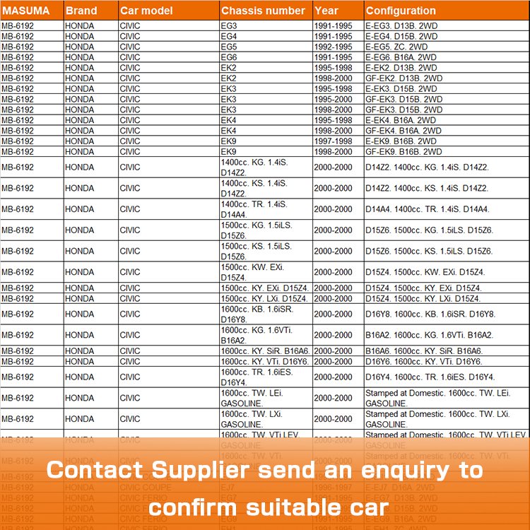 MB-6192 MASUMA Auto Suspension Systems Ball Joint 51220-SR3-003 51220-SR3-003 51220-SR0-A01 for HONDA CIVIC COUPE EG3