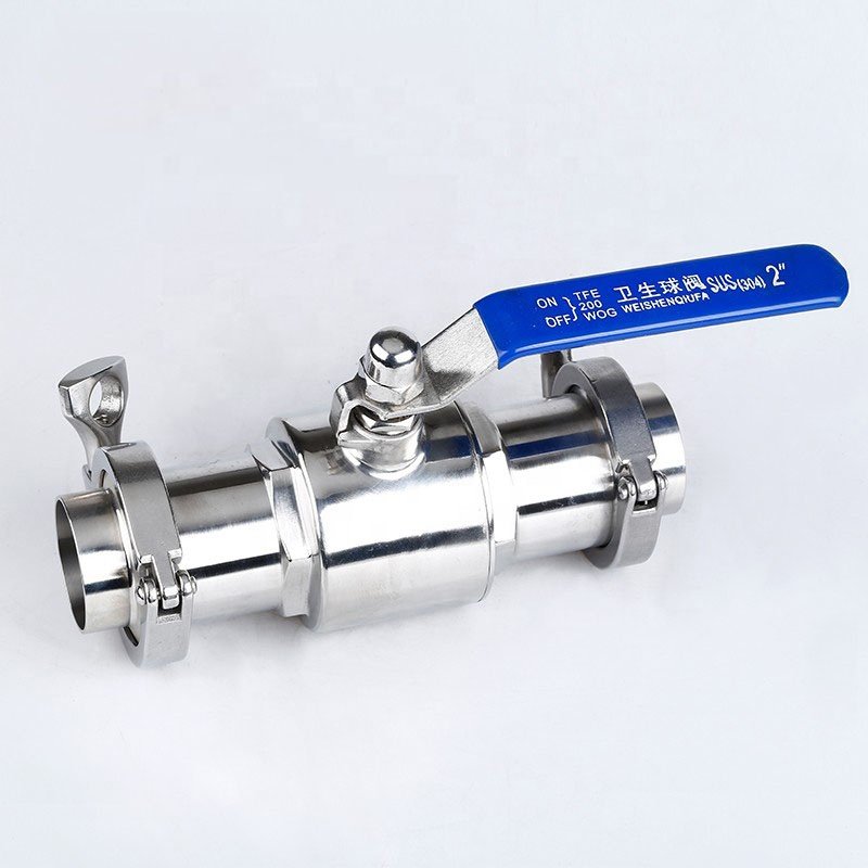 Food Grade 304 Stainless Steel Sanitary Tri Clamp Ball Valve Complete Set with Joint Clamp Buckle
