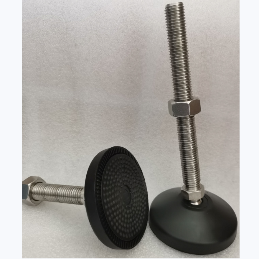 Customized Metric Thread Adjustable SS Carbon Steel Heavy Duty Furniture Leveling Feet Leveler Machine Foot With Rubber Pads