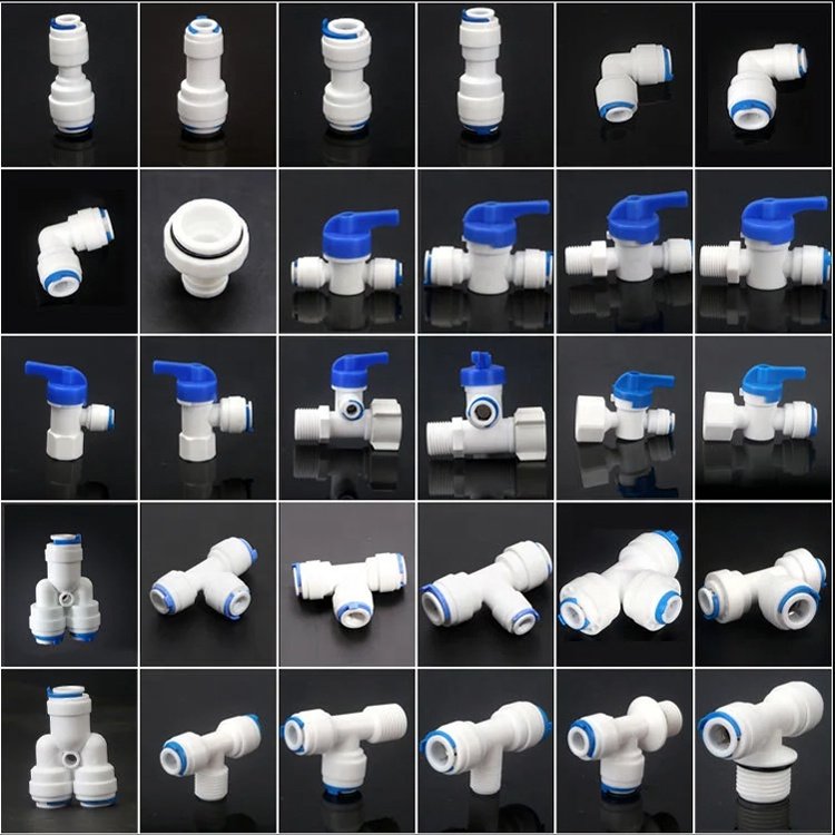 Food Grade POM Material Plastic Union Pipe Fittings Quick Connector Water Purifier Parts Ro System Ball Valve for Water System