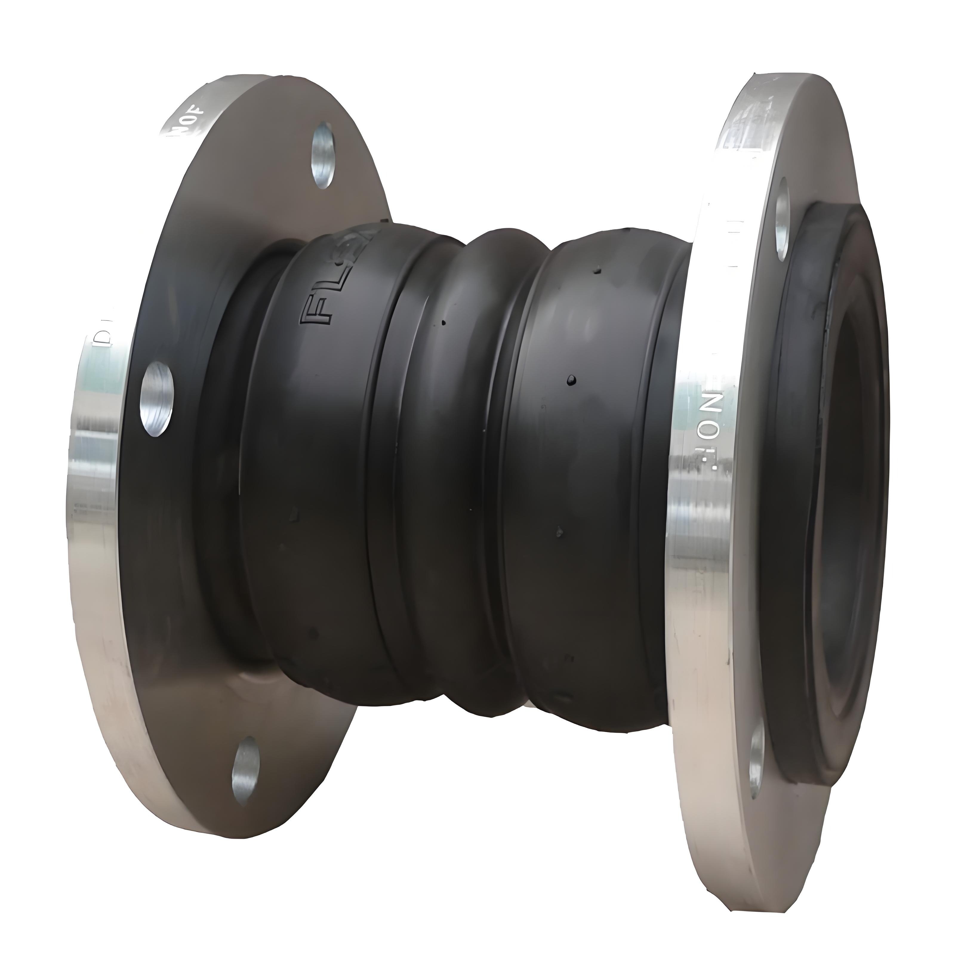 Double Sphere Flexible Axial EPDM Corrugated Rubber Expansion Joints Steel Iron Forged Flange Connector Water Application