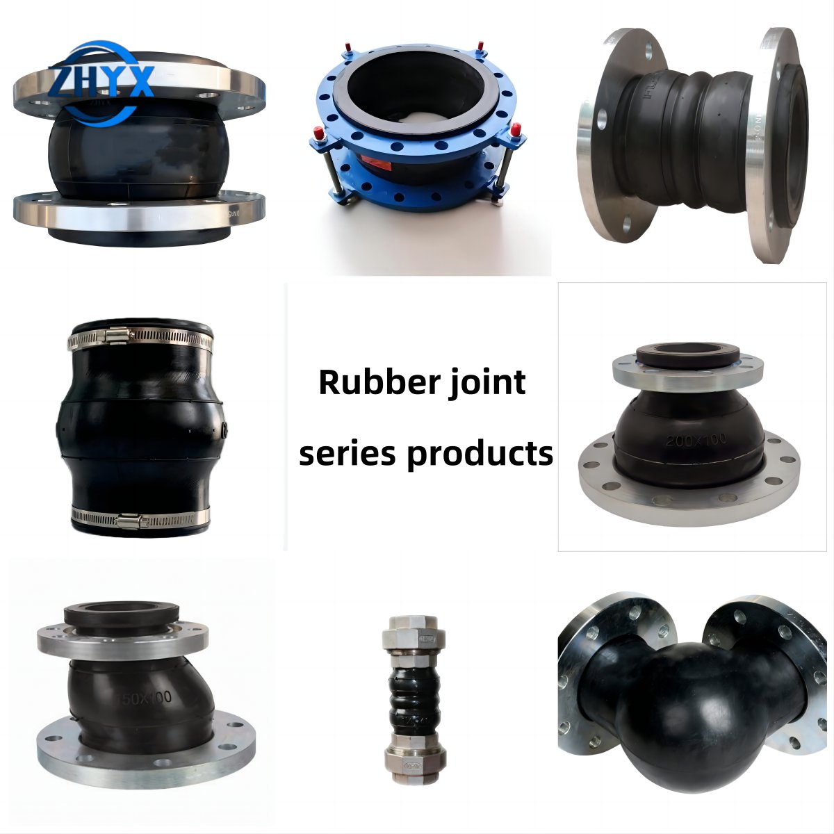 Double Sphere Flexible Axial EPDM Corrugated Rubber Expansion Joints Steel Iron Forged Flange Connector Water Application