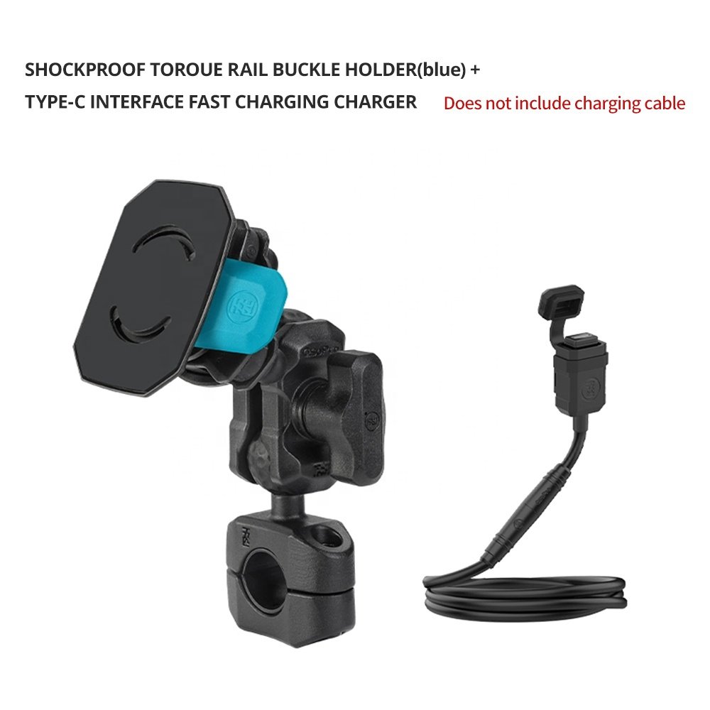 OSOPRO Bicycle Motorbike Handlebar 19~25mm Torque Rail Buckle Cell Phone Holder for Motorcycle Phone Holder with Wireless Charge
