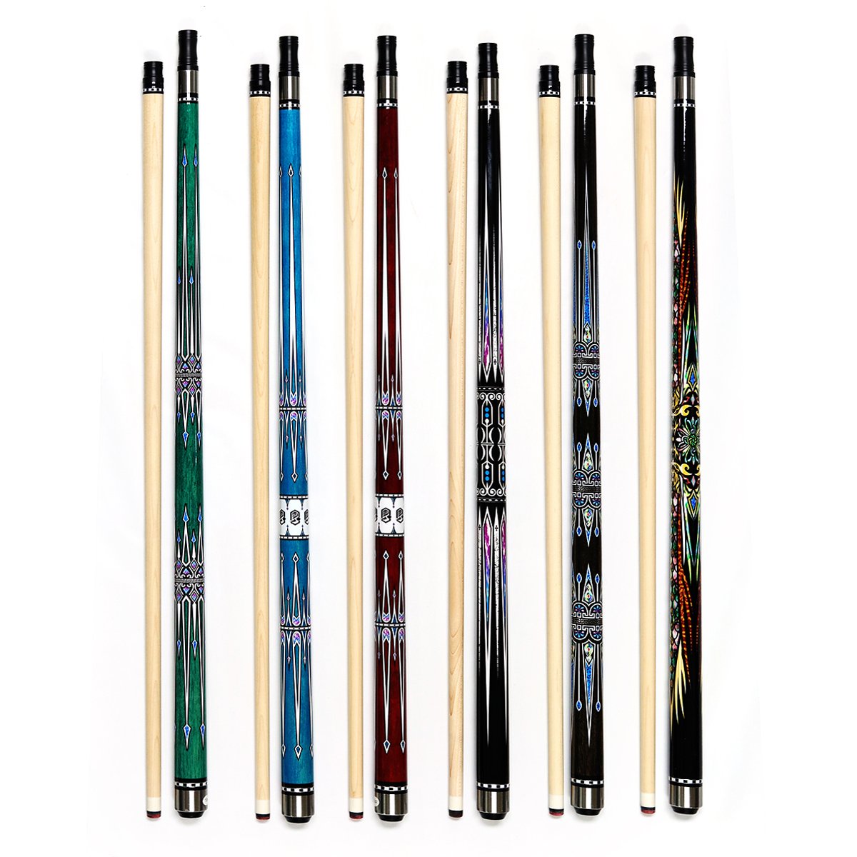 New Style 1/2-PC Colorful Billiard Pool Cue With Predator