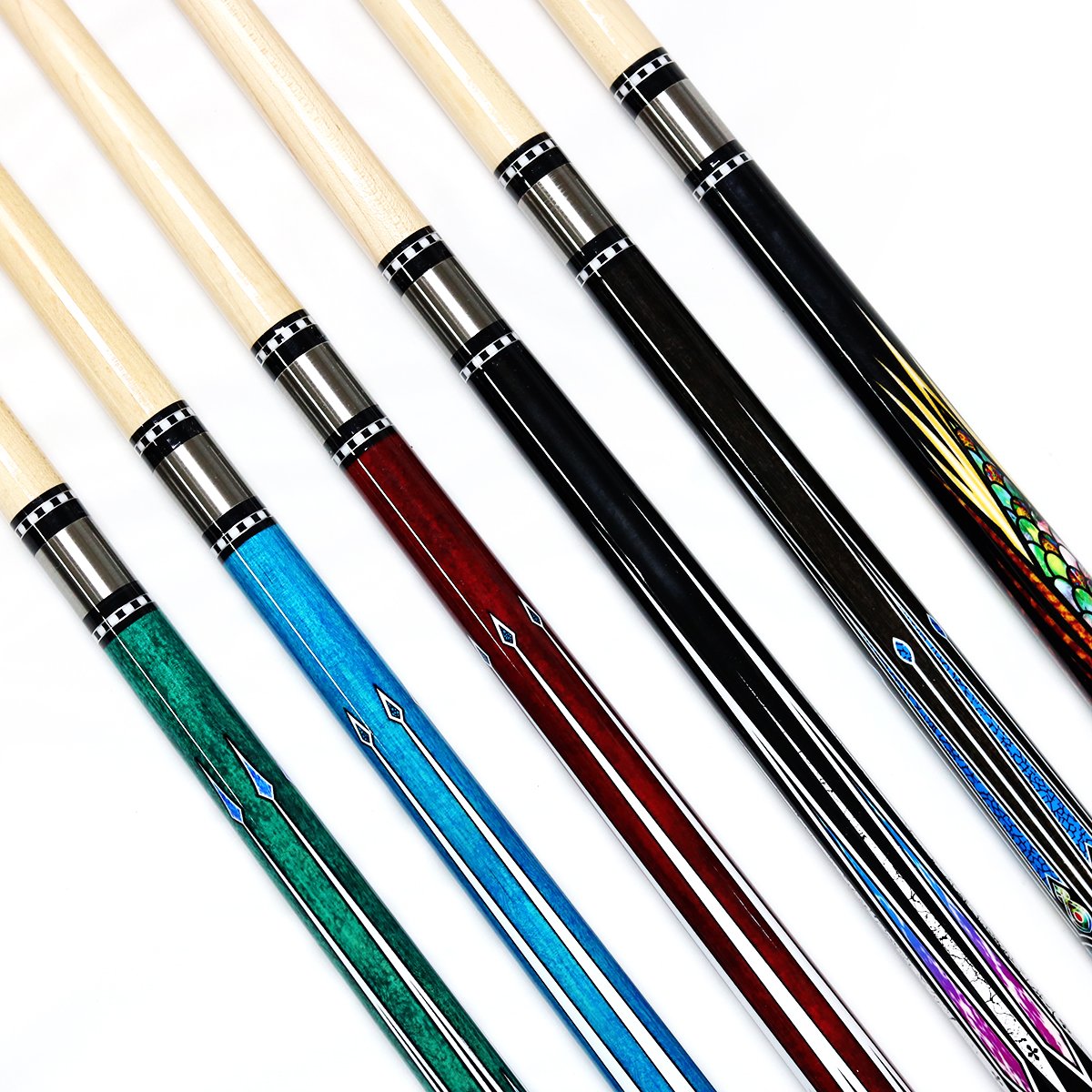 New Style 1/2-PC Colorful Billiard Pool Cue With Predator