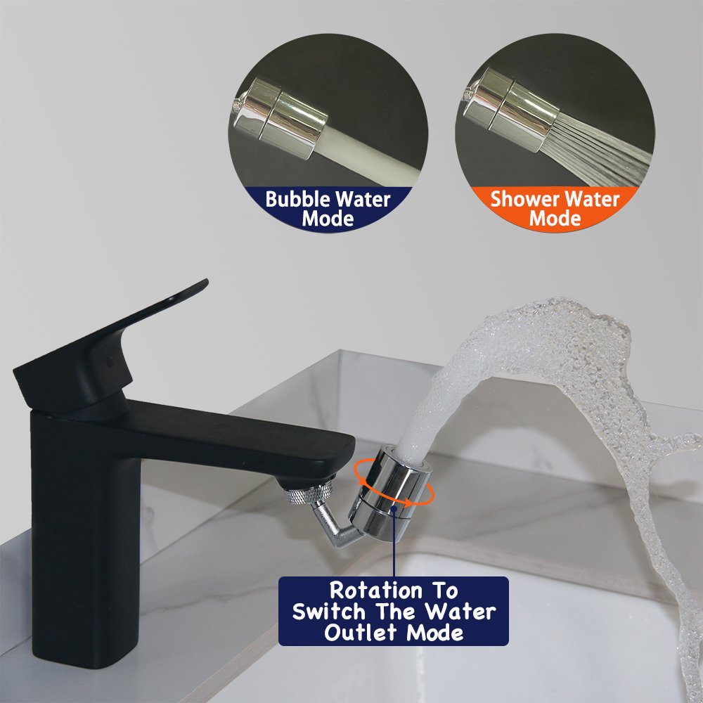 720 Degree Rotatable Dual Modes Anti -Splash Water Filter Tap Faucet Extension Spray Brass Basin Faucet Head