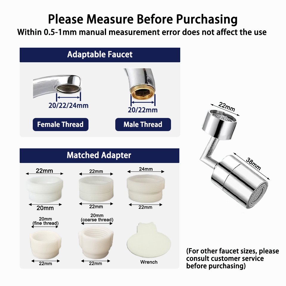 720 Degree Rotatable Dual Modes Anti -Splash Water Filter Tap Faucet Extension Spray Brass Basin Faucet Head
