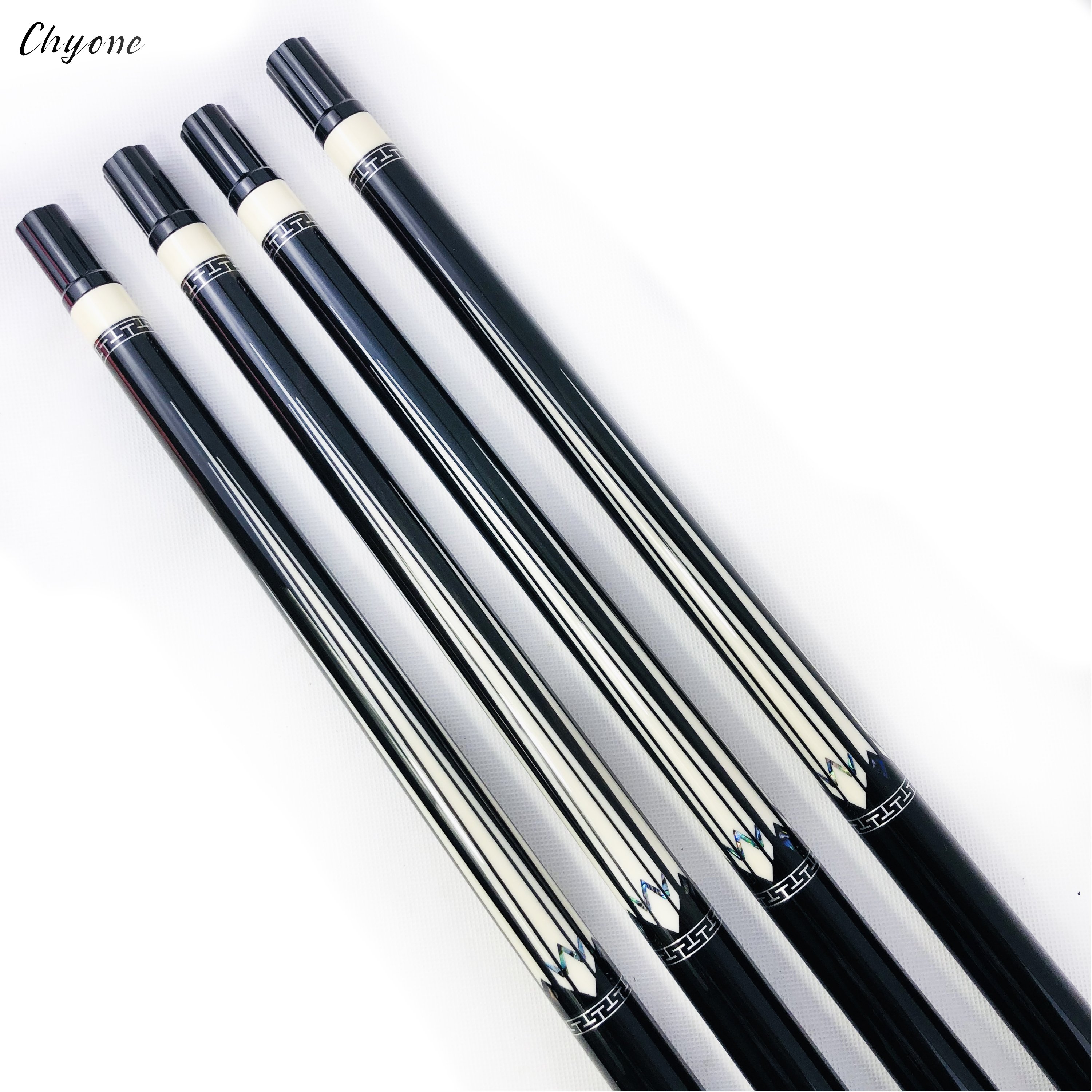 Korea Carom Cue Chyone Custom Silver Ring Abalone Shell Inlay Gabon Ebony Low Deflection Billiard Cue Inlay Pool Cues
