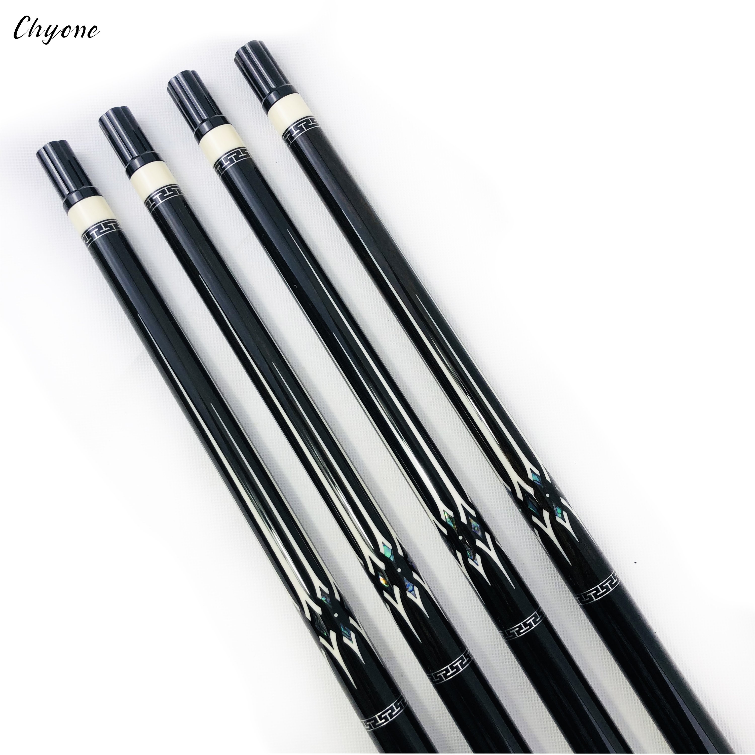 Korea Carom Cue Chyone Custom Silver Ring Abalone Shell Inlay Gabon Ebony Low Deflection Billiard Cue Inlay Pool Cues