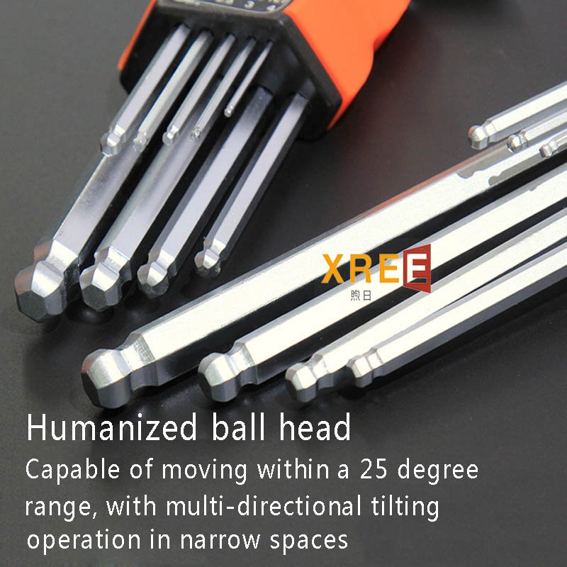 Yaguang Hexagon Wrench 9-piece Set Flat Head Ball Head Hexagon Hardware Tool Box Hexagon Wrench