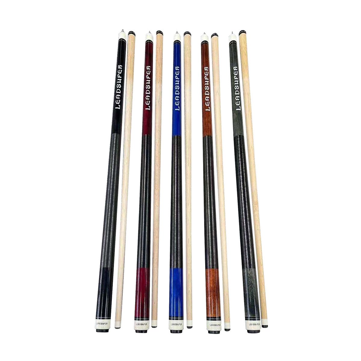 High-end Pure Single Colors 57Inches Billiard Maple Pool Cue Stick with Leather Butt for Sale