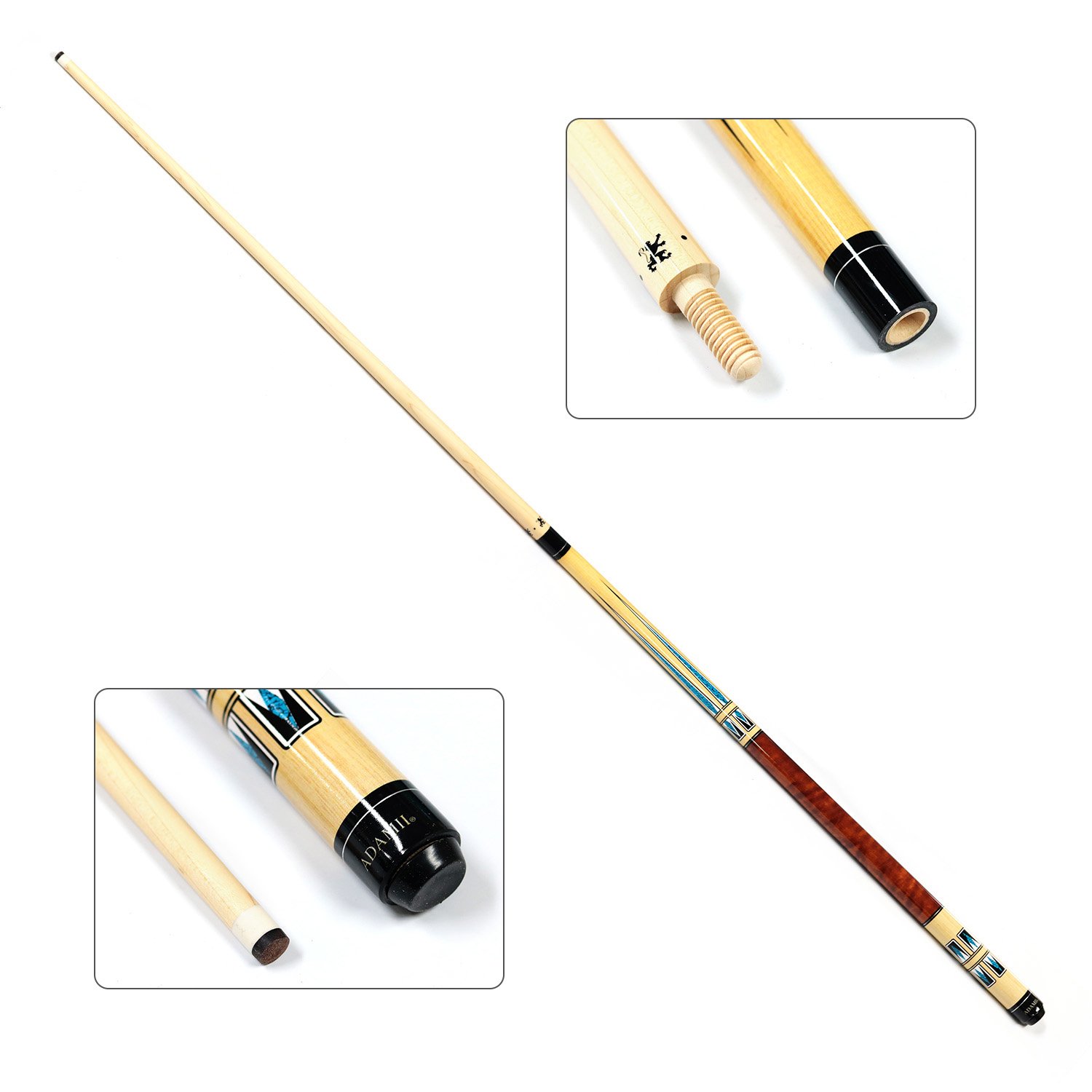 Hot Sell 1/2 Wood Jointed Canadian Maple Wood 13mm Tip 57" Billiard Carom Cue Stick for Sale
