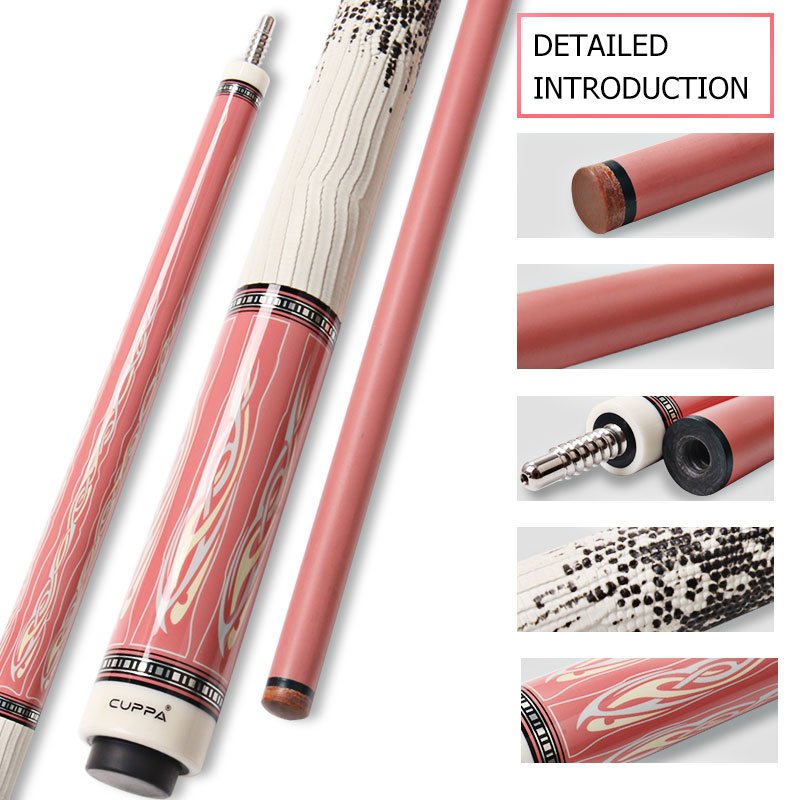 CUPPA Billiard Cue Pool Cue Stick Nine Ball Arm Pink Carbon Fiber Shaft Radial Pin Joint Leather Grip Tip Size 10.5 11.5 12.5mm