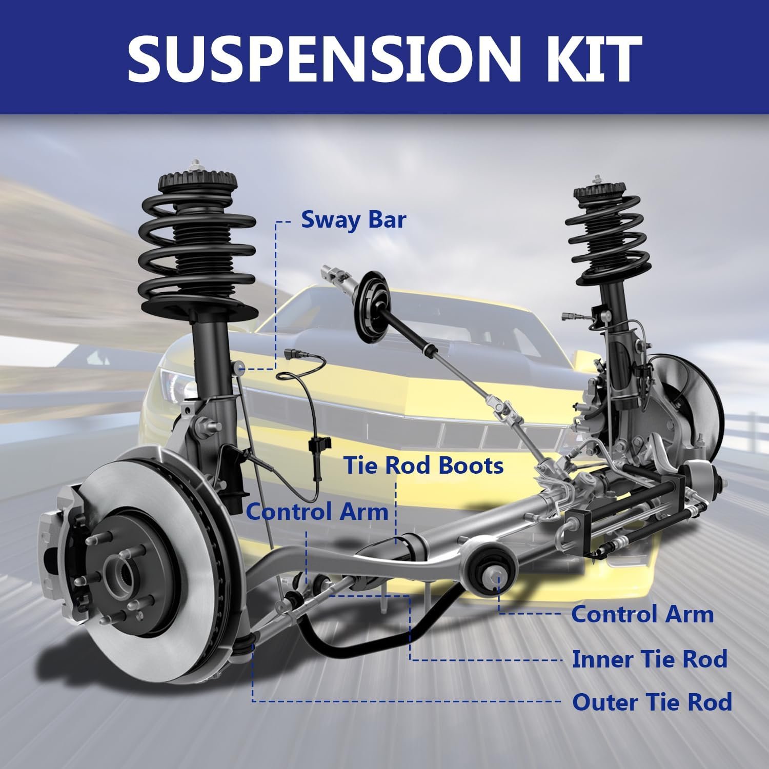 Front Lower Control Arm with Ball Joint Sway Bar Suspension Kit Compatible for 2010-2015 Chevrolet Camaro