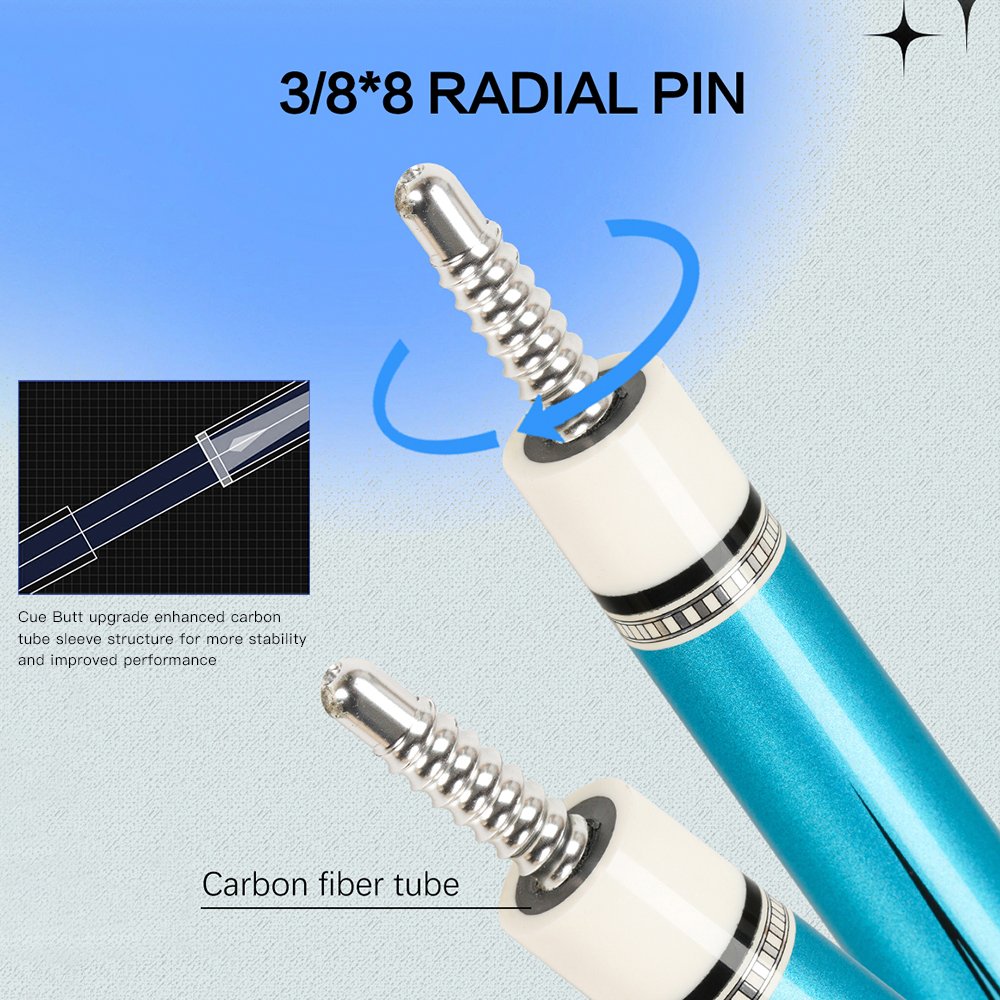 KONLLEN KL-05 Carbon Fiber Pool Cue Stick 11.5/12.5mm 3/8 *8 Radial Pin Joint 1/2 Play Cue Stick Billiard Cue