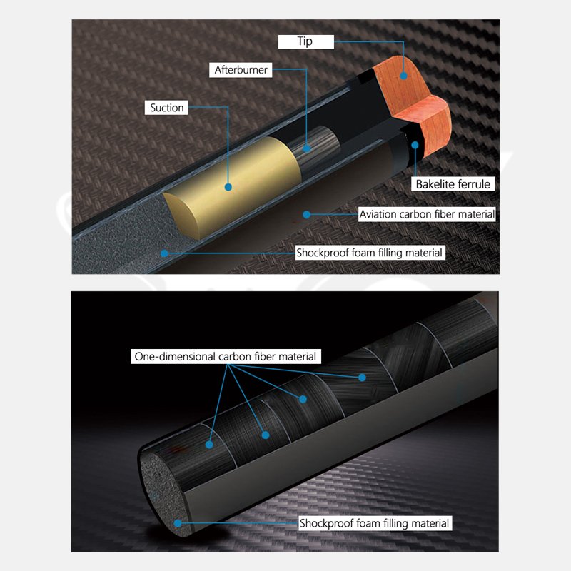 KONLLEN KL-05 Carbon Fiber Pool Cue Stick 11.5/12.5mm 3/8 *8 Radial Pin Joint 1/2 Play Cue Stick Billiard Cue