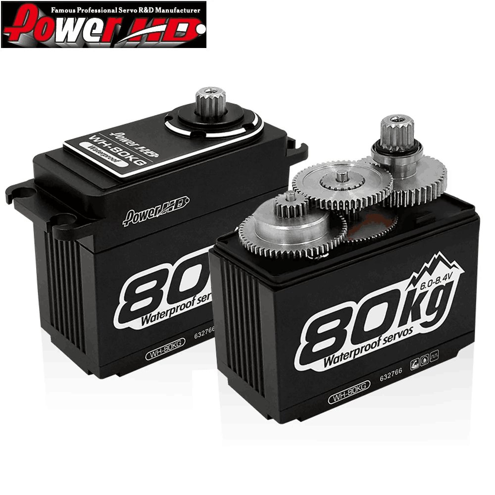 PowerHD WH80KG High Torque Waterproof 80KG Dual Ball Bearing Steel Gear Digital Servo 1/5 1/6 SCX6 Off-Road Truck Crawler RC Car