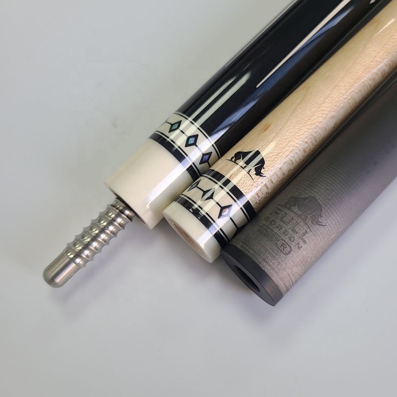 NEW Black Pool Carbon Cue Set 58inch+12.5mm Radial Pin Sticker Decal Hard Maple Wood in 2shafts Billiard Cues Stick for American