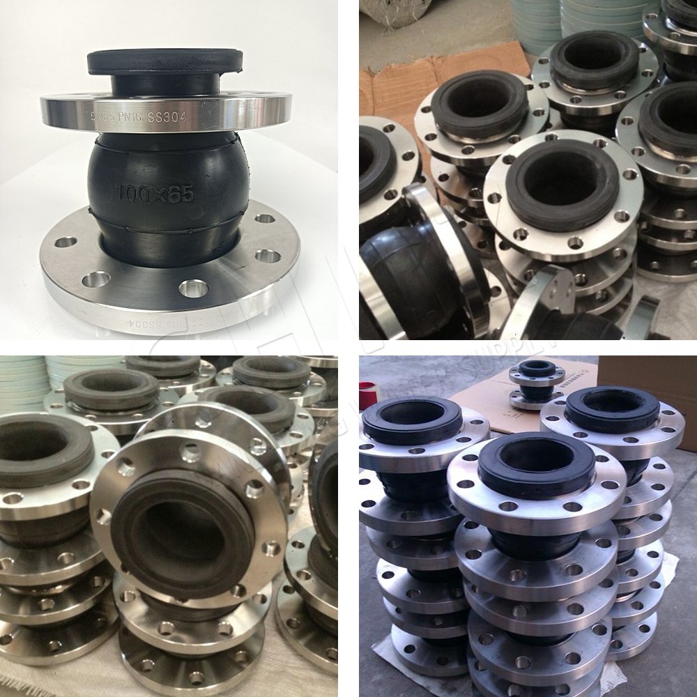 Single Ball Concentric Reducing Rubber Joint Stainless Steel Floating Flange Rubber Expansion Joint