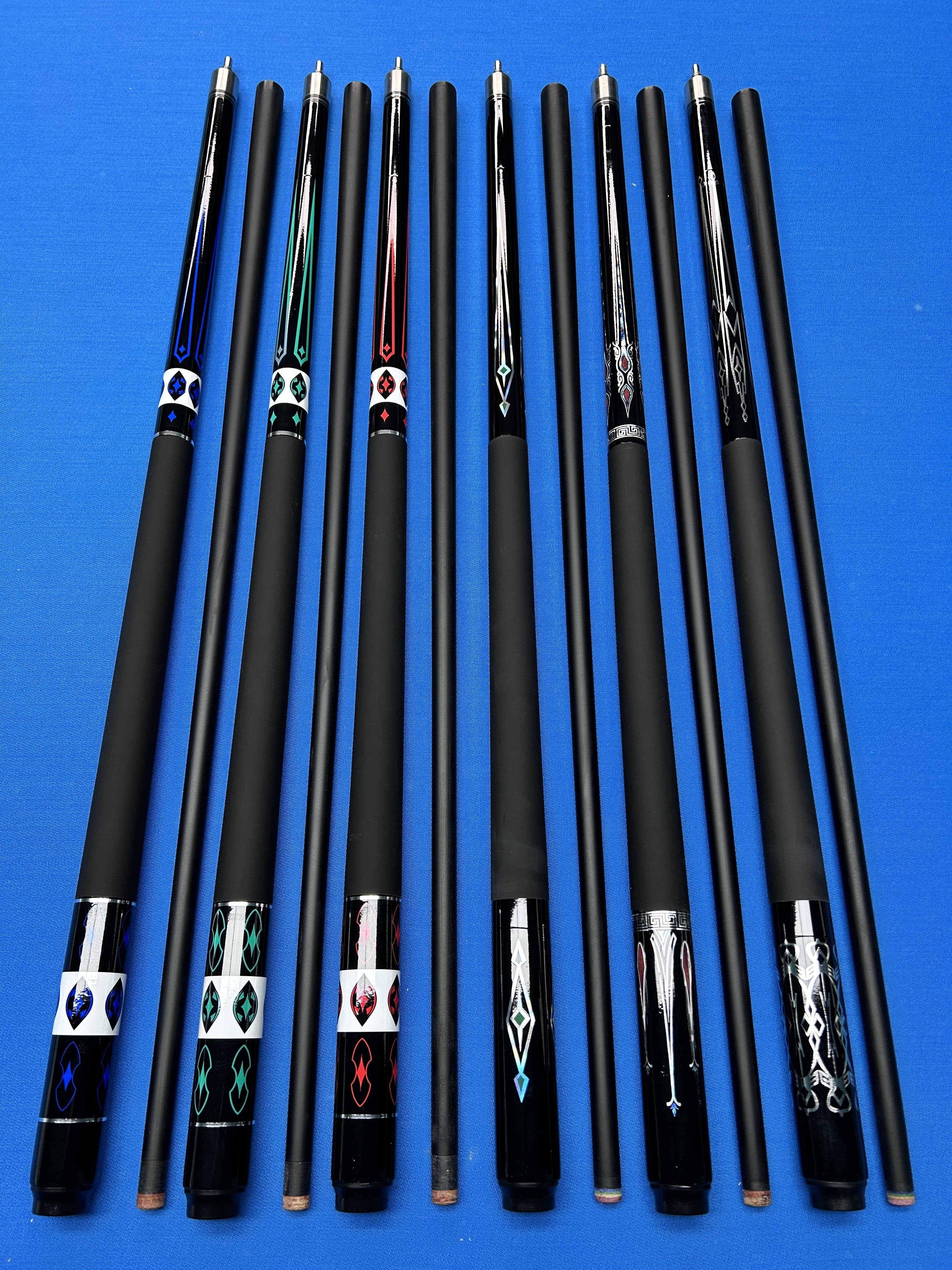 Hot Selling 57inch 13mm Carbon Pool Cue 1/2-PC Exquisite Patterns Carbon Fiber Stainless Steel Joint Billiard Cue Stick for Sale