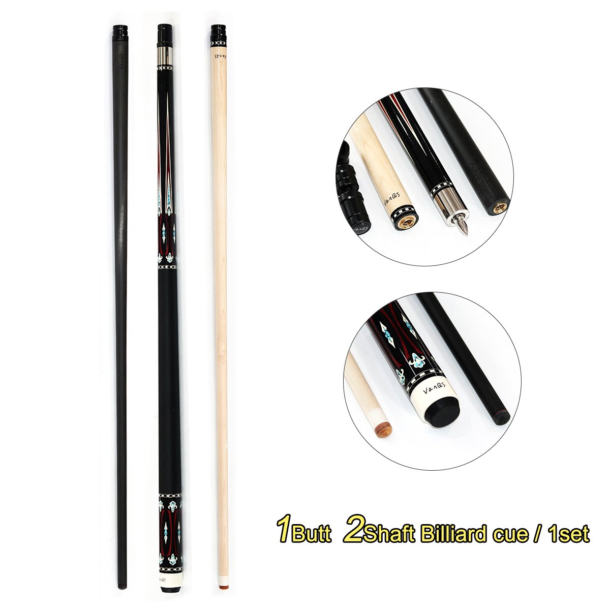 Lilqiong/VanQS High Quality Handmade 2Shaft 1 Butt Carbon & Maple Forelimbs 1/2 Stainless Steel Joint Billiard Pool Cue Stick