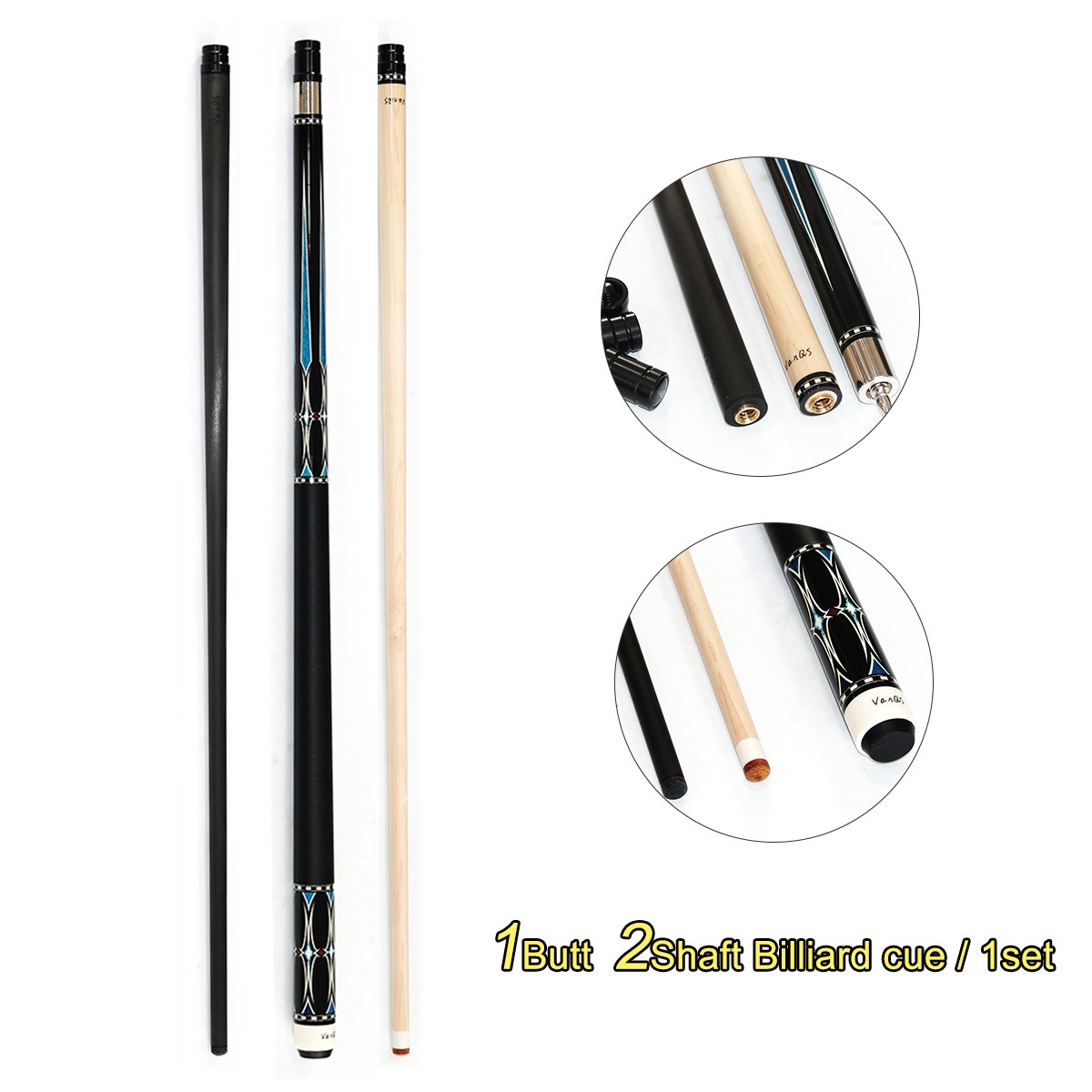 Lilqiong/VanQS High Quality Handmade 2Shaft 1 Butt Carbon & Maple Forelimbs 1/2 Stainless Steel Joint Billiard Pool Cue Stick
