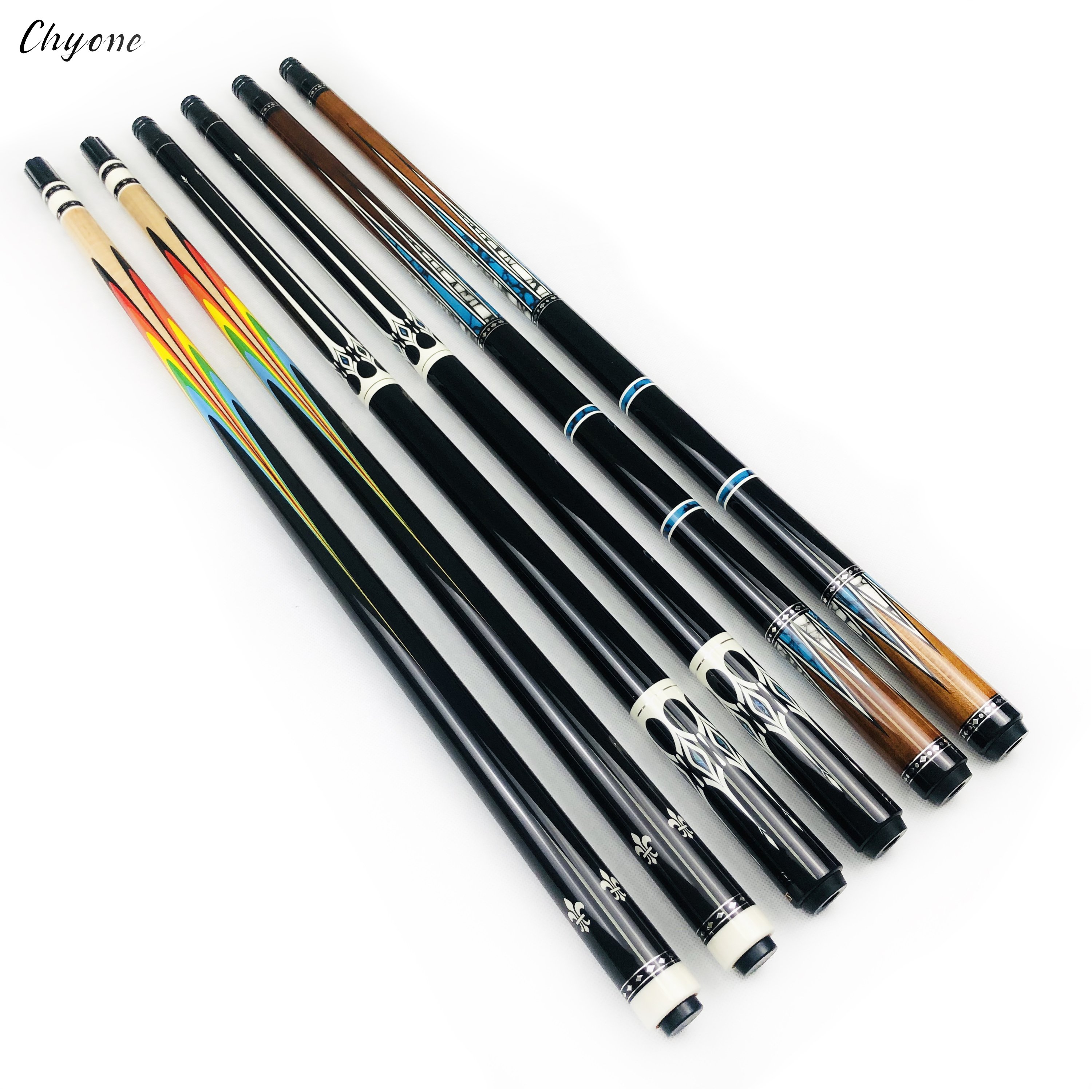 Decal Carom Cue Chyone Custom Sticker Pool Cue with Laminated Shafts 1/2 Joint Cheap Billiard Cue
