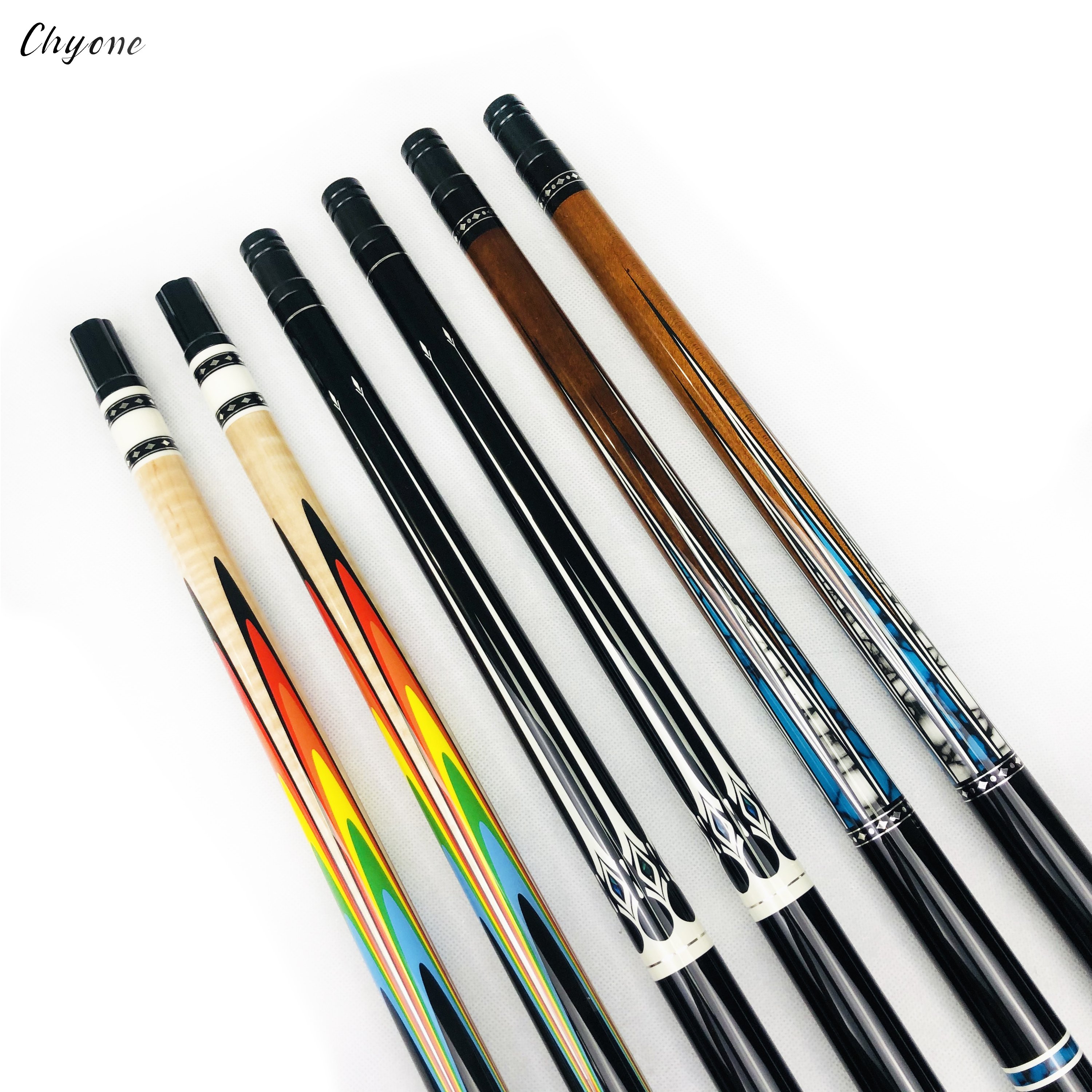 Decal Carom Cue Chyone Custom Sticker Pool Cue with Laminated Shafts 1/2 Joint Cheap Billiard Cue