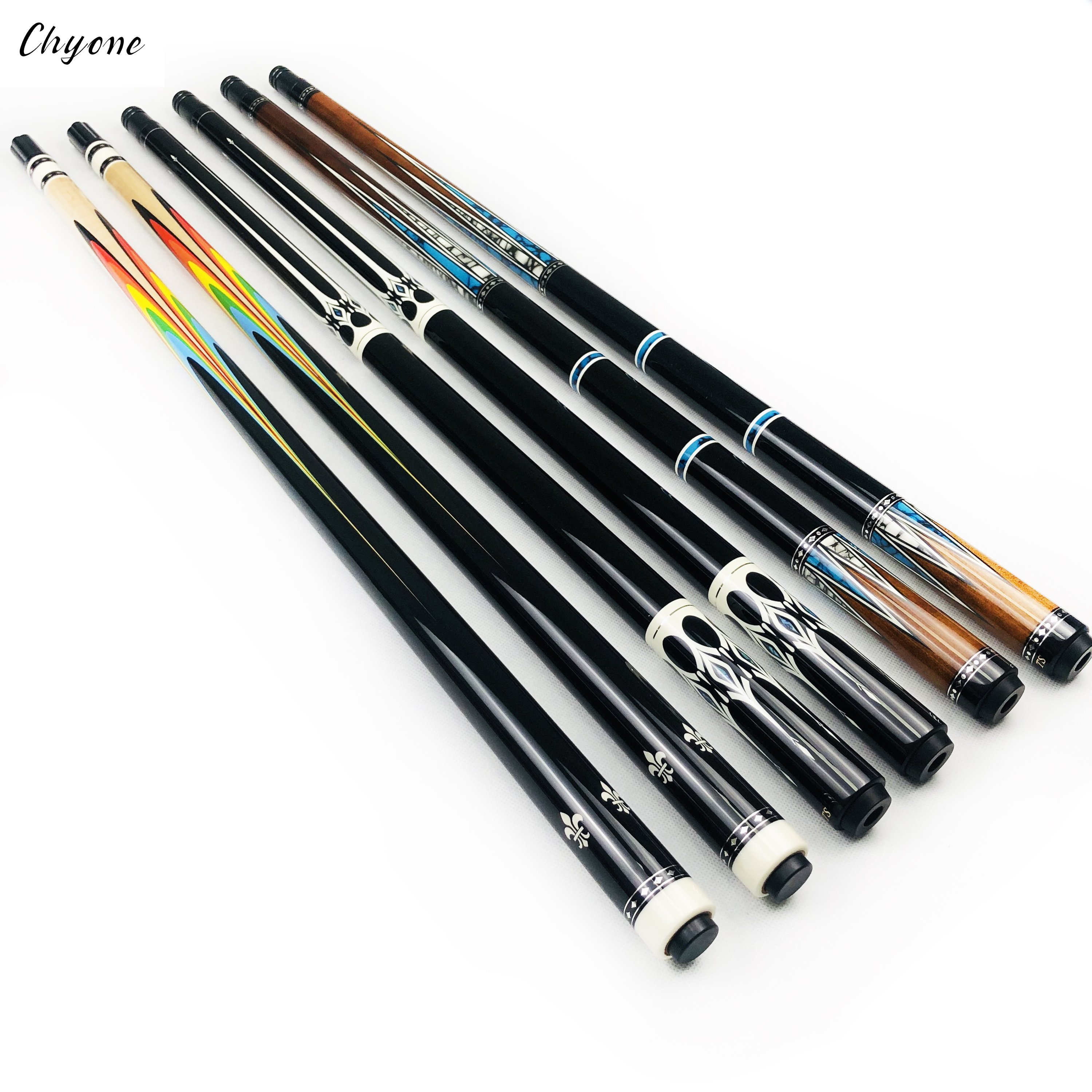 Decal Carom Cue Chyone Custom Sticker Pool Cue with Laminated Shafts 1/2 Joint Cheap Billiard Cue