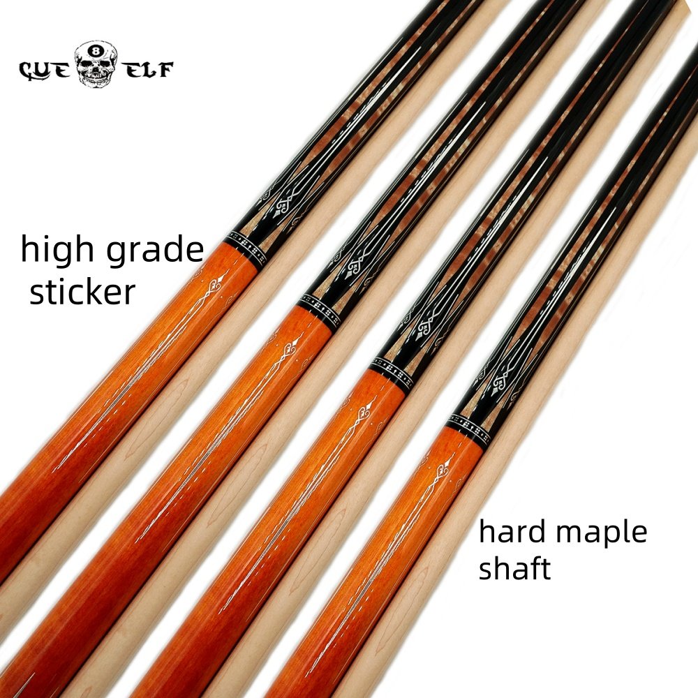 CUEELF Customizable High Grade 58 Inches Pool Cue Stick Nine Ball Billiard Arm Cue 12.5mm Tip Size Radial Joint Hard Maple Shaft