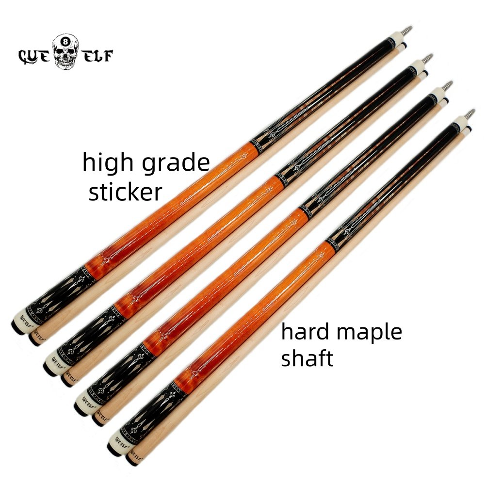 CUEELF Customizable High Grade 58 Inches Pool Cue Stick Nine Ball Billiard Arm Cue 12.5mm Tip Size Radial Joint Hard Maple Shaft
