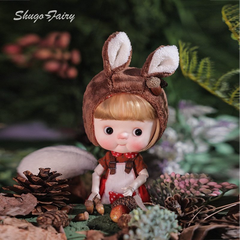 Unique Shuga Fairy Q Baby 1/6 BJD Dolls Fleshy Face and Adorable Squirrel Suit Ideal for Girls Gift Ball Jointed Doll