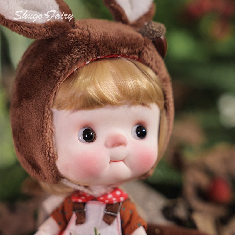 Unique Shuga Fairy Q Baby 1/6 BJD Dolls Fleshy Face and Adorable Squirrel Suit Ideal for Girls Gift Ball Jointed Doll