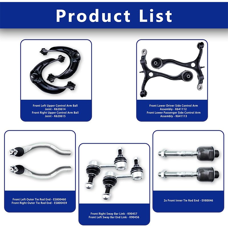 10 PCs Suspension Kit Front Lower Upper Control Arm With Ball Joint Tie Rod Kit Compatible for 2008-2012 Honda Accord