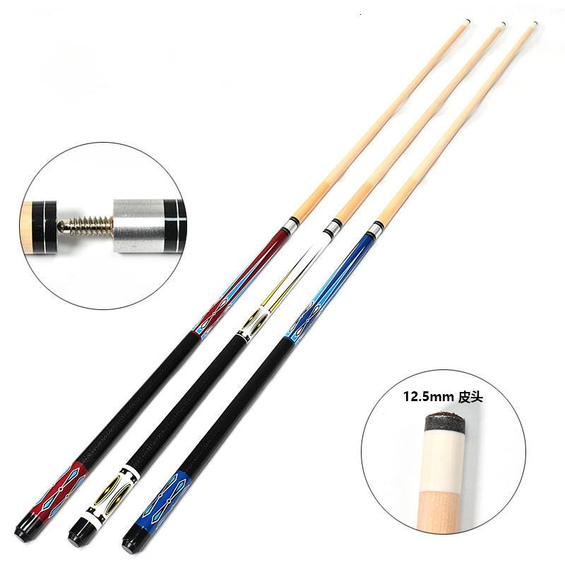 Factory Wholesale American Big Head Billiard Cue 1/2 Two-section Steel Joint Snooker Nine-ball Solid Wood 57-inch Billiard Cue